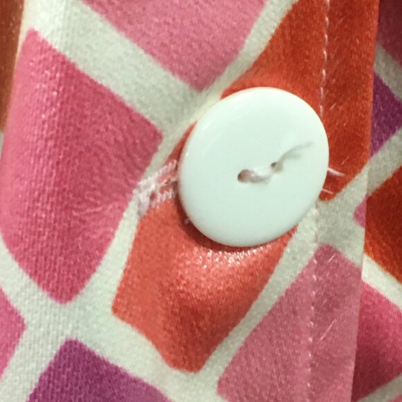 Pink Geometric Waterproof Button Up Raincoat with Hood - Picture 7 of 8